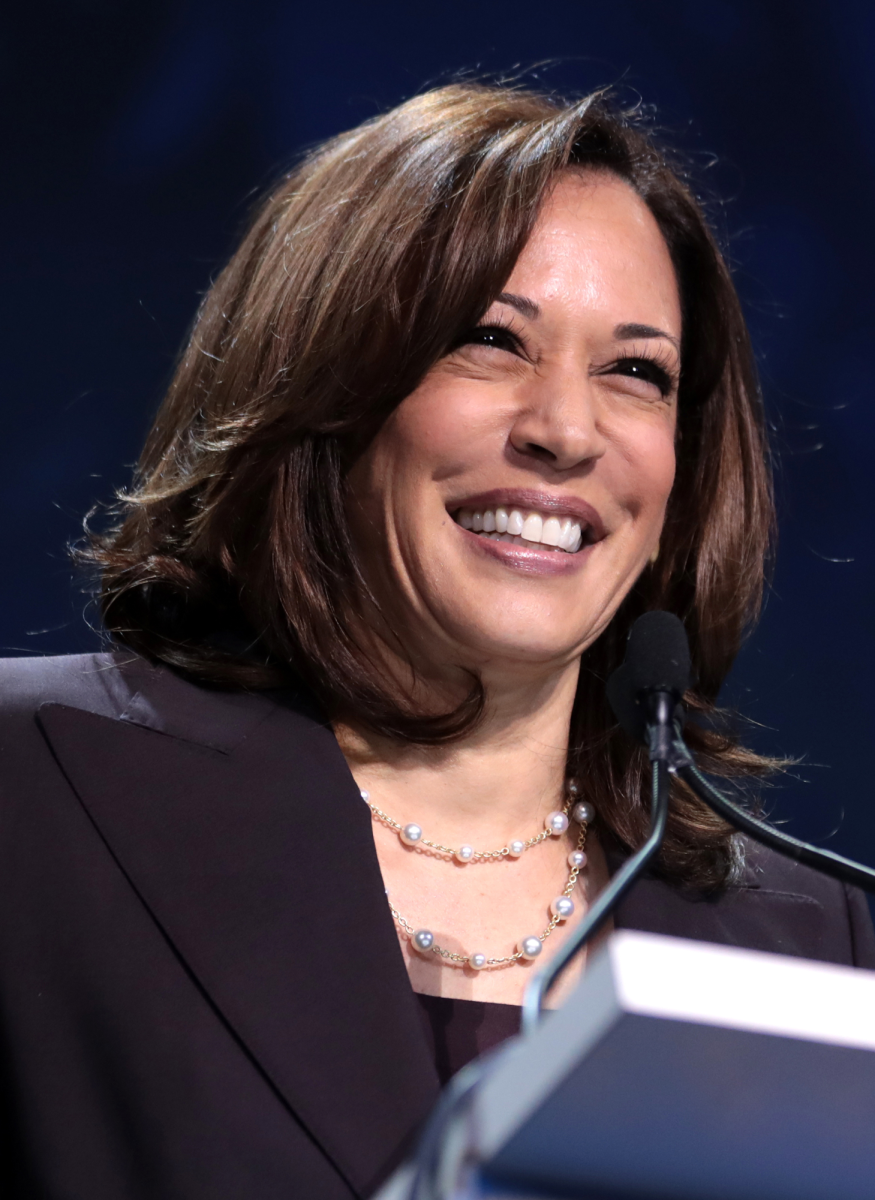 Kamala Harris delivering a speech